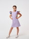 Фиолетовое платье с пышными рукавами | 6618387