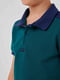 Зеленая футболка-поло с синими вставками на плечах | 6618514 | фото 2