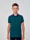 Зелена футболка-поло із синіми вставками на плечах | 6618515 | фото 3