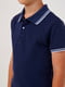 Темно-синяя футболка-поло с контрастными полосами на воротнике и манжетах | 6618550 | фото 2