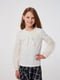 Блуза молочного кольору з повітряними рукавами з євросітки | 6618614 | фото 3