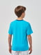 Яскраво-блакитна футболка з текстовим принтом  | 6618790 | фото 3