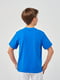Яскраво-синя футболка з текстовим принтом  | 6618791 | фото 3