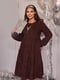Повітряна коричнева сукня з прикрасою | 6619440 | фото 2