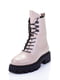 Кожаные ботинки бежевого цвета на шнуровке | 6623952 | фото 3