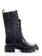 Кожаные зимние сапоги черного цвета на шнуровке | 6623953 | фото 2