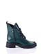 Кожаные ботинки зеленого цвета на шнуровке | 6623970 | фото 2