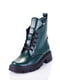 Кожаные ботинки зеленого цвета на шнуровке | 6623970 | фото 3