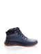 Шкіряні черевики темно-синього кольору на шнурівці | 6623973 | фото 2