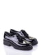 Кожаные лакированные туфли черного цвета на шнуровке | 6624007