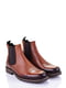 Кожаные ботинки коричневого цвета с резинками по боках | 6624012