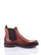Кожаные ботинки коричневого цвета с резинками по боках | 6624012 | фото 2