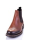 Кожаные ботинки коричневого цвета с резинками по боках | 6624012 | фото 3