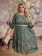 Святкова сукня з поясом зелена | 6624051