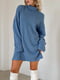 Теплое синее платье-свитер | 6628084 | фото 4
