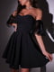 Сукня А-силуету чорна з оригінальними рукавами | 6628093 | фото 3