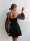Платье А-силуэта черное с воздушными рукавами | 6628106 | фото 2