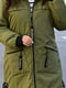 Куртка-пальто із плащової тканини кольору хакі | 6628011 | фото 2