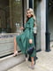Зелена сукня А-силуету із вельвету з поясом | 6628463 | фото 4