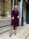 Сукня А-силуету із вельвету з поясом кольору марсала | 6628465 | фото 2