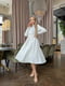Сукня А-силуету молочного кольору із вельвету з поясом | 6628470 | фото 3