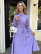 Сукня А-силуету бузкового кольору із вельвету з поясом | 6628473 | фото 4