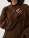 В'язаний коричневий светр oversize в рубчик | 6629392 | фото 4