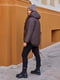 Зимняя коричневая дутая куртка с капюшоном | 6629423 | фото 4