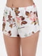 Шовкові піжамні шорти молочного кольору з квітковим принтом | 6620135 | фото 2