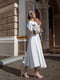 Элегантное белое платье-миди с объемными рукавами | 6506194 | фото 7