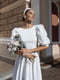 Элегантное белое платье-миди с объемными рукавами | 6506194 | фото 6
