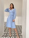 Сукня А-силуету блакитна з поясом | 6506203 | фото 4