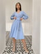 Платье А-силуэта голубое с поясом | 6506203 | фото 5