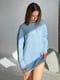Голубой теплый свитер с воротником стойка | 6629739