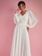 Вечернее шифоновое платье миди длины белого цвета | 6629769