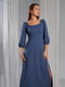 Синее классическое платье с квадратным вырезом | 6629802 | фото 2