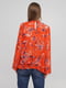 Блуза оранжевая с цветочным принтом и оборками | 5852345 | фото 2