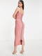 Розовое платье-миди с оригинальным лифом | 6303459 | фото 3