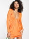Платье оранжевое с глубоким вырезом | 6303468