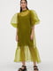 Полупрозрачное платье цвта хаки с подкладой | 6303548