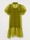 Полупрозрачное платье цвта хаки с подкладой | 6303548 | фото 2