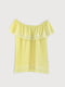 Желтая блуза в полоску, украшенная вышивкой | 6630430