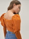 Укороченная оранжевая блуза с рукавами-фонариками | 6630494 | фото 4
