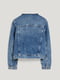 Блакитна джинсова куртка оверсайз із коміром із овчини | 6630663 | фото 6