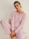 Розовый пижамный лонгслив з кружевными вставками | 6630790