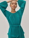 Зеленая блузка-плиссе с длинным свободным рукавом | 6630977 | фото 2