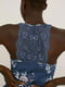 Синя піжама в квітковий принт з мереживом: шорти, топ | 6631016 | фото 5
