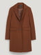 Шерстяное коричневое пальто средней длины на черных пуговицах | 6631034 | фото 4