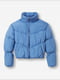 Голубая стеганая укороченая куртка-пуховик с карманами | 6631249 | фото 5