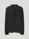 Чорна фактурна блуза з коміром-зав'язкою | 6631309 | фото 5